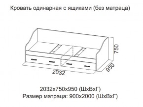 Кровать одинарная с ящиками (Без матраца 0,9*2,0) в Заречном - zarechnyj.магазин96.com | фото